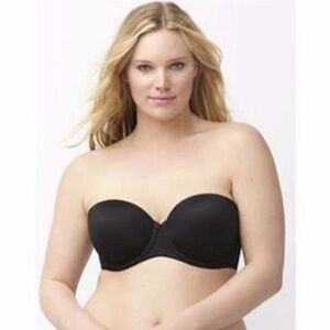 Cacique Smooth Lightly Lined Strapless Multi Way Bra in Black. EUC. 38DD